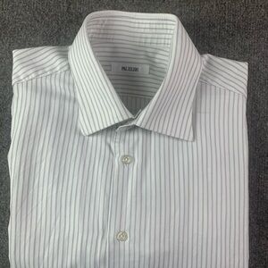 PAL Zileri Mens 100% Cotton Made On Italy Long Sleeve Dress Shirt Size 43-17